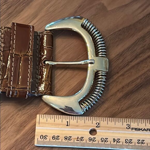 Vintage Gidding-Jenny Brown Crocodile Pattern Belt, Made in Italy